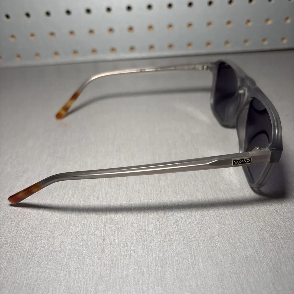 WMP Sunglasses Emerson Gray Silver Full Rim Square Polarized 100% UV Protection